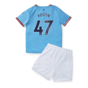 Manchester City Phil Foden #47 kläder Barn 2022-23 Hemmatröja Kortärmad (+ korta byxor)